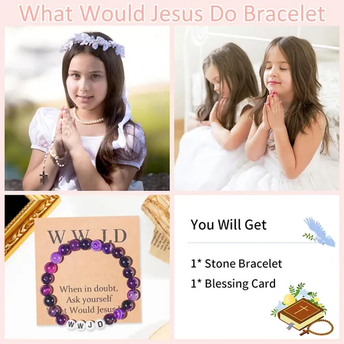 Vista 32 de Long tiantian WWJD - Pulsera con texto en inglés «What Would Jesus Do», pulseras WWJD para mujeres, pulseras W.W.J.D para hombres, joyería