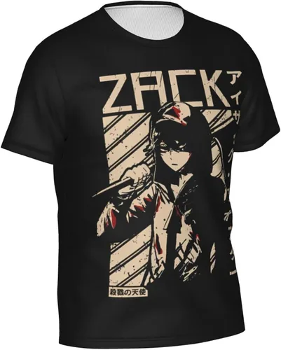 Vista 3 de Anime Angels-of-Death T-Shirt Mens Fashion Round Neck Cotton Shirts Summer Short Sleeve Tee