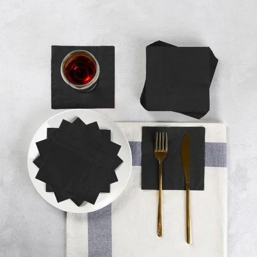 Vista 5 de 100 paquetes de servilletas de cóctel de 2 capas, servilletas de postre plegadas de 5 x 5 pulgadas, servilletas desechables para cena, boda