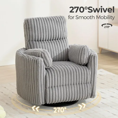 Vista 7 de Mecedora eléctrica giratoria con asiento basculante y reclinable Comfort Stretch para cuarto de bebé con 2 almohadas, silla reclinable eléctrica
