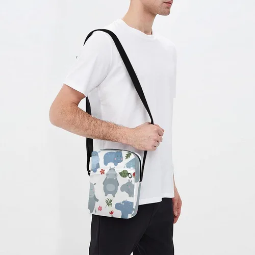 Vista 7 de Sinestour Bonita bolsa de mensajero hipopótamos para mujeres y hombres, bolsa cruzada de hombro, bolso cruzado sobre el hombro con correa ajustable