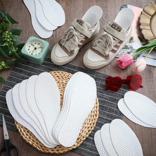Vista 3 de Janmercy 100 pares de forros desechables para zapatos, plantillas finas transpirables reemplazables que absorben el sudor, plantillas para zapatos
