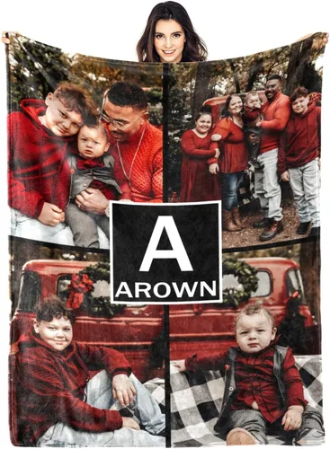 Vista 9 de Manta personalizada con fotos, manta personalizada con fotos para parejas, papá, mamá, niños, perros, amigos, cumpleaños, boda, Navidad, Año Nuevo