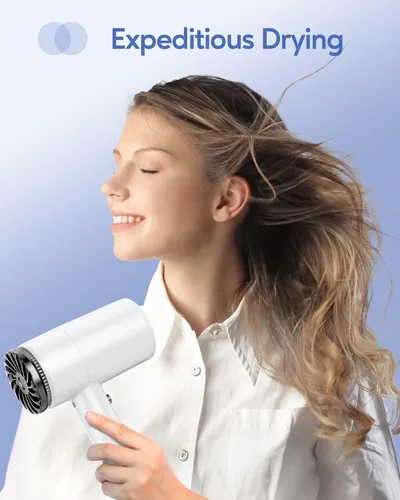 Vista 4 de Wavytalk Secador de pelo con difusor 1875W Secador iónico para secado rápido con concentrador Blanco ligero.