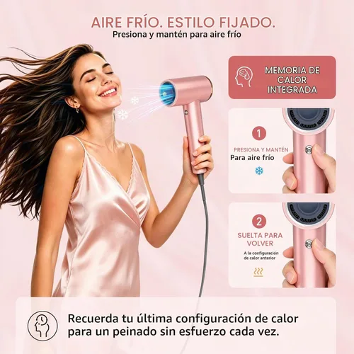 Vista 6 de Mythsight StyleVibe High-Speed Ionic Hair Dryer with 3 Attachments Pink