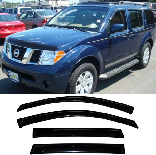 Vista 12 de Sun Rain Guards - Deflector de viento para ventana, 4 piezas de cinta en canal en color humo oscuro para Nissan Titan Crew Cab 2004-2015 194858