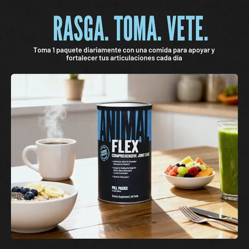 Vista 4 de Animal Flex - Suplemento articular de glucosamina y condroitina para mujeres y hombres con dolor con cúrcuma, MSM, boswellia para el cartílago