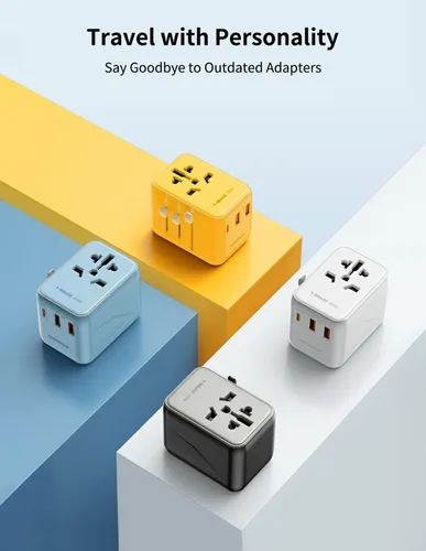 Vista 5 de MOMAX Adaptador de viaje universal, adaptador de enchufe internacional de 20 W+18 W con 2 USB-A de carga rápida y 1 USB C PD de carga rápida, 1 CA