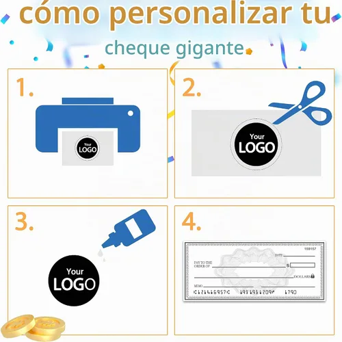Vista 6 de Big Check - Cheque gigante reutilizable en blanco de 30 x 16 pulgadas para premios y donaciones