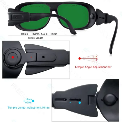Vista 2 de FreeMascot OD 8+ 190nm-420nm/600nm-1100nm longitud de onda Violeta/Rojo/Infrarrojos Laser Gafas de seguridad
