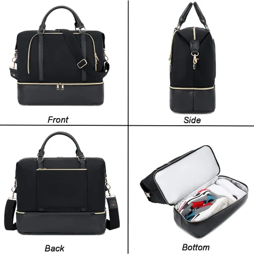 Vista 5 de CAMTOP - Bolsa de viaje de fin de semana para mujer, bolsa de lona con espacio para laptop de15.6 pulgadas