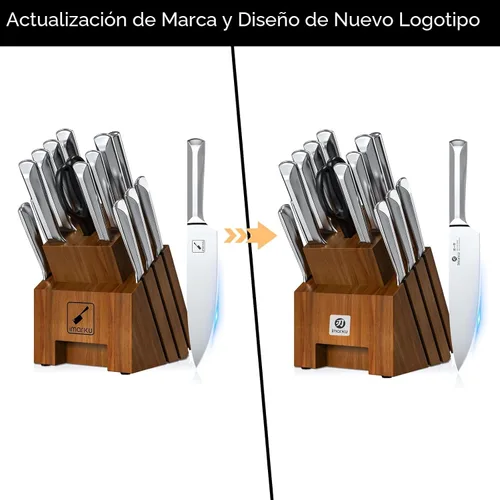 Vista 8 de imarku Juego de cuchillos de cocina japoneses de acero inoxidable de alto Marrón oscuro