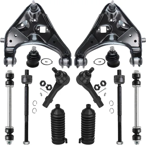 Vista 68 de Detroit Axle – 12 brazos de control superiores e inferiores delanteros con rótulas, barras de unión exteriores e interiores con topes, barras