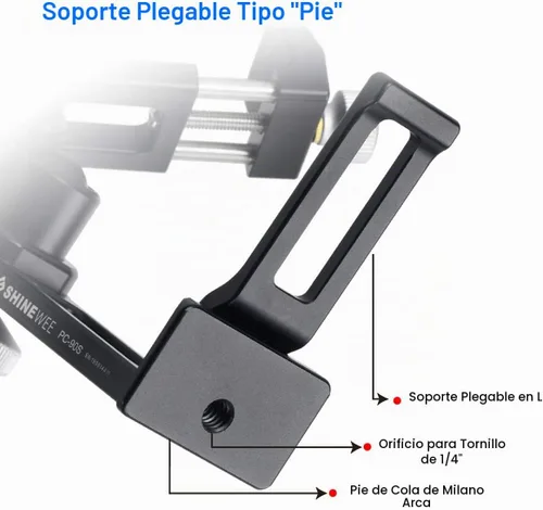 Vista 7 de SHINEWEE Adaptador de montaje de trípode de metal, cola de milano Arca y montaje de tornillo de 1/4 pulgadas, base vertical y horizontal ajustable