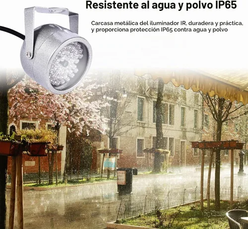 Vista 4 de ASHATA Luz infrarroja infrarroja IR de visión nocturna de 48 LED para cámara de seguridad CCTV y cámara IP, gran angular de 60°, a prueba de agua