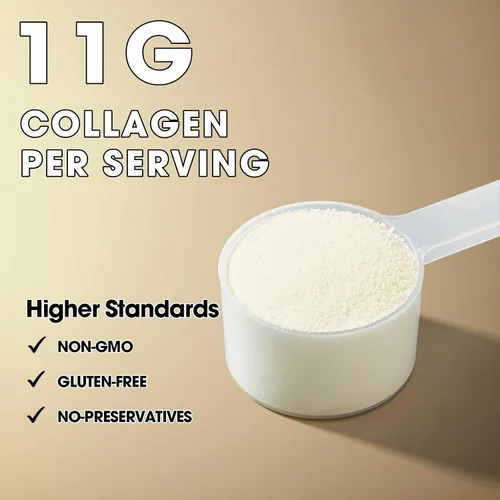 Vista 6 de Péptidos de colágeno en polvo sin sabor 15.9 onzas, colágeno bovino hidrolizado, 41 porciones tipo I y III, alimentado con pasto, proteína criada
