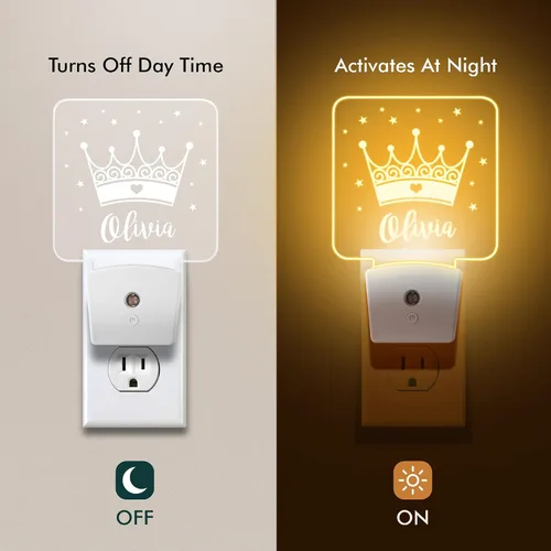 Vista 4 de Luces nocturnas personalizadas enchufables a la pared para dormitorio de niños con sensor de encendido/apagado automático, luz nocturna LED blanca