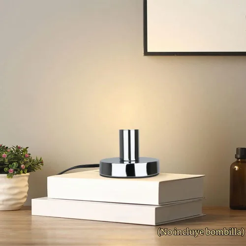 Vista 9 de Base de lámpara de mesa industrial Helunsi, base de lámpara E26 E27 plateada sin pantalla, base de lámpara de escritorio corta expuesta, soporte