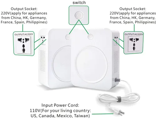 Vista 2 de MYOYAY Transformador de voltaje elevador de 2000 W, convertidor de voltaje de 110 V a 220 V para electrodomésticos de EE. UU. a la UE, convertidor