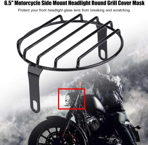Vista 7 de Cubierta universal de 6.5 pulgadas para parrilla de faros delanteros de motocicleta para Cruiser Chopper Cafe Racer (#1)
