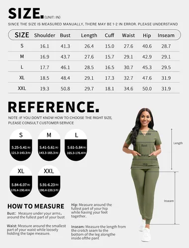 Vista 6 de niaahinn Conjunto de uniforme médico de enfermera para mujer, camiseta con cuello en V y pantalones deportivos, uniforme médico, traje para mujer