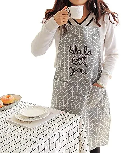 Vista 6 de Regalo para madre e hija, Love You Kitchen Mommy Me Matching Cooking Women Girl Painting Gris Retro con refranes de algodón para hornear salón