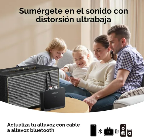 Vista 6 de UGREEN Receptor Bluetooth 6.0 con LDAC, adaptador de audio inalámbrico de alta resolución con baja latencia, para estéreo