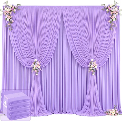 Vista 22 de 20 pies x 12 pies Cortinas de Telón de Fondo Azul Bebé Sin Arrugas para Bodas y Fiestas, Telón de Fondo de Tela Azul, Cortinas para Bodas