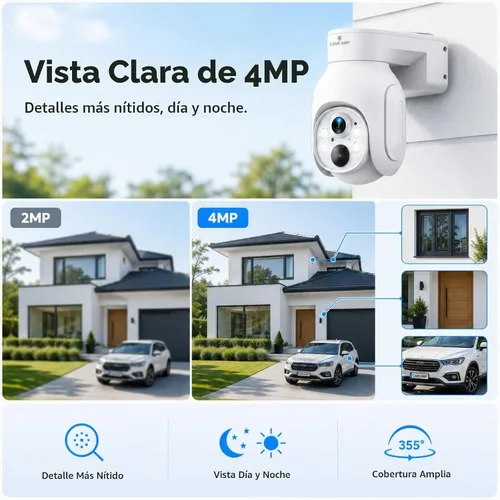 Vista 3 de Camcamp Solar Security Cameras Wireless Outdoor 4 Pack, Home Camera System Blanco