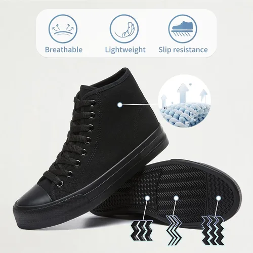 Vista 2 de Uoidru Zapatillas altas para mujer, zapatos de lona blanca, tops altos, zapatos casuales con cordones