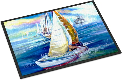 Vista 120 de Caroline's Treasures JMK1017JMAT - Tapete de caza de rana garza azul, 24 x 36 pulgadas, tapete para puerta delantera, interior y exterior