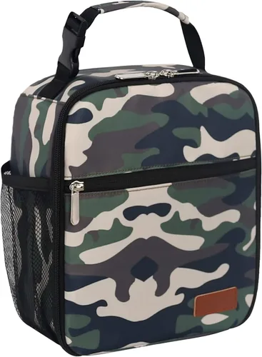 Vista 17 de Femuar Bolsa de almuerzo para hombres, mujeres y adultos, pequeña para oficina, trabajo, picnic, bolsa de almuerzo portátil reutilizable, color negro