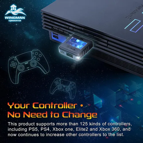 Vista 5 de Brook Wingman PS2 Converter - Wireless Version of PS4/3 to PS2/1, Retro Consoles Converter on PS2/ PS1/PS Classic Consoles, for PS Retro Consoles