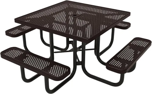 Vista 18 de COATEDOUTDOORFURNITURE Mesa de picnic cuadrada de 46 pulgadas, expandida, color negro