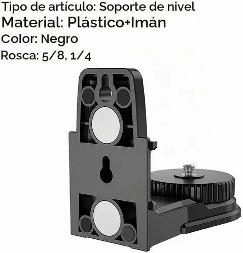 Vista 7 de Adaptador de nivel láser en forma de L, base giratoria magnética multifuncional, ajustable de 360 grados, soporte con rosca de 1/4 y 5/8 pulgadas