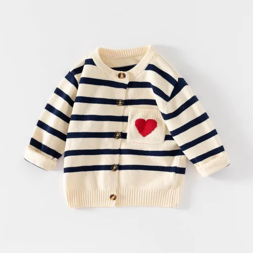Vista 8 de Suéter de punto para niñas pequeñas, suéter de algodón con cuello redondo, suéter de manga larga, abrigo para otoño e invierno