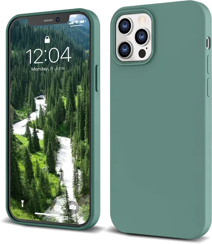 Vista 18 de IceSword Funda para iPhone 12 Pro Max, de silicona líquida delgada protectora a prueba de golpes, forro de microfibra antiarañazos, color azul