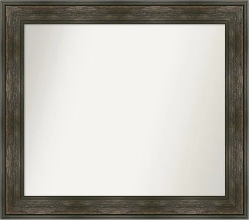 Vista 64 de Amanti Art Espejo de baño marrón para sobre fregadero, 26 x 26 pulgadas, espejo de tocador cuadrado marrón rústico Alexandria, marco de madera