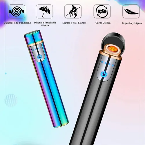 Vista 5 de Encendedor inteligente de huellas dactilares, recargable por USB, resistente al viento, sin llama, mini encendedor eléctrico cilíndrico