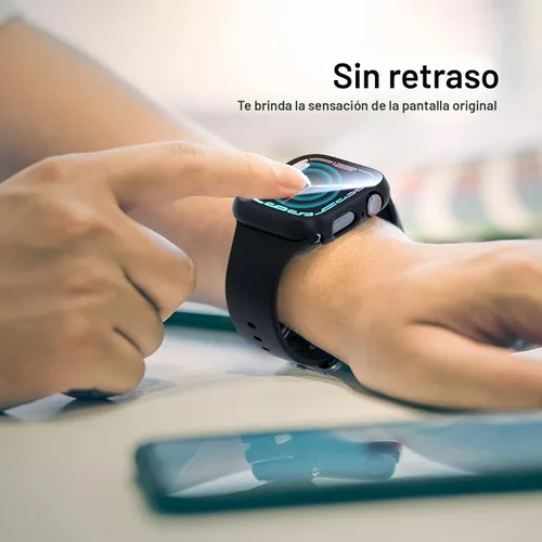 Vista 6 de JERXUN Paquete de 6 fundas con protector de pantalla para Apple Watch Negro/transparente/oro rosa/rosa/azul/verde
