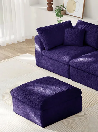 Vista 17 de Sofá modular de nube sin hueso de 108 pulgadas con asiento profundo para sala de estar, sofá en forma de L con otomana, tela de copo de nieve y Negro
