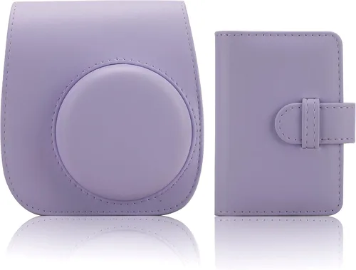 Vista 16 de Funda para cámara instantánea compatible con Fujifilm Instax Mini 12 11/9/8/8+ bolsa de piel sintética con bolsillo y correa ajustable para el Negro