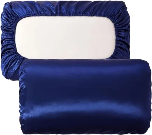 Vista 13 de YFlifangting - 2 fundas de almohada de seda gris con memoria y satén, tamaño Queen y King, funda de almohada elástica de seda satinada de color liso