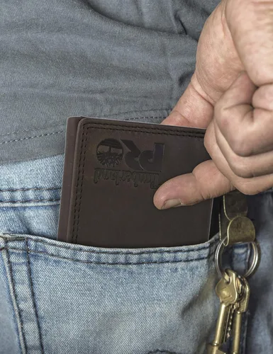 Vista 6 de Timberland PRO Cartera triple RFID de cuero para hombre con ventana de identificación