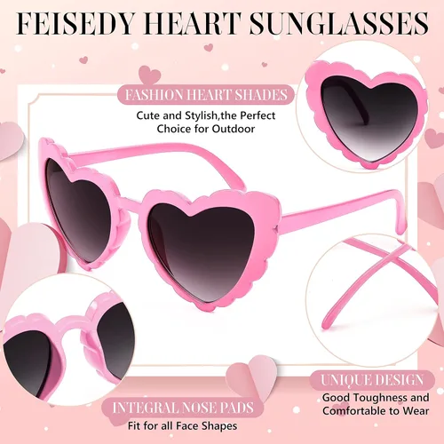 Vista 5 de FEISEDY Love Heart Shaped Sunglasses for Women Trendy Retro Cat Eye Mod Style Gafas elegantes B2336