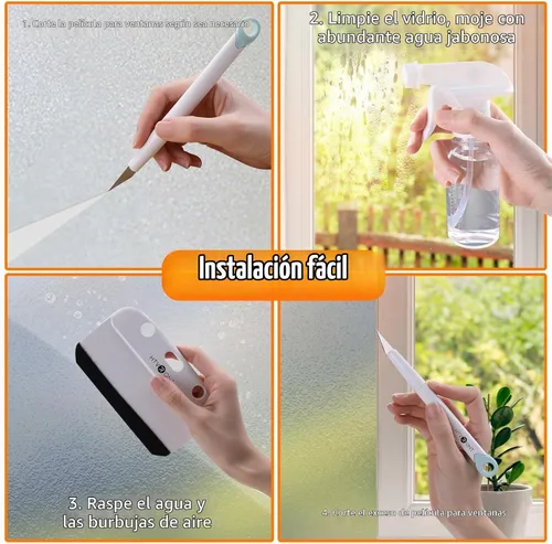 Vista 3 de HTVRONT Kit de Película para Ventanas - 4 Piezas Herramientas de Instalación de Película de Privacidad para Ventanas, Fácil de Aplicar Kit de Tinte