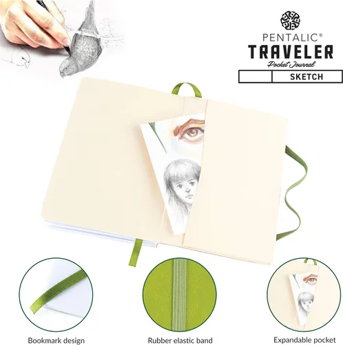 Vista 4 de Cuaderno de bocetos Travelers Dot Grid Pentalic Art, libre de ácidos