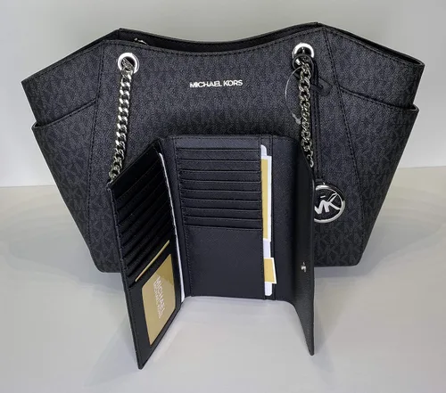 Vista 3 de Michael Kors Jet Set - bolsa de hombro para viaje con cadena grande, cartera triple Michael Kors Jet Set.