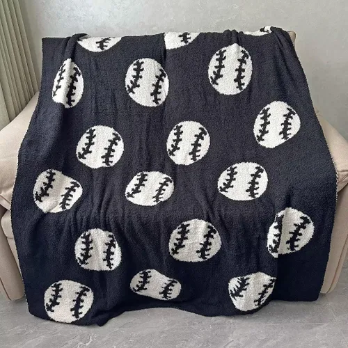 Vista 2 de Manta acogedora con patrón de béisbol perfecta reversible ligera ropa de cama para adultos, suave, cálida y de felpa manta deportiva de pelota ideal