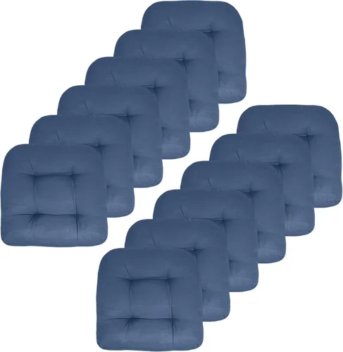 Vista 67 de Sweet Home Collection - Cojines para silla de patio y exterior, almohadillas prémium con relleno grueso y cómodo de fibra, mechones, 19 x 19 Negro